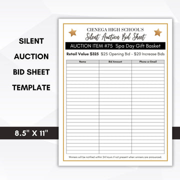 bid sheets for silent auction